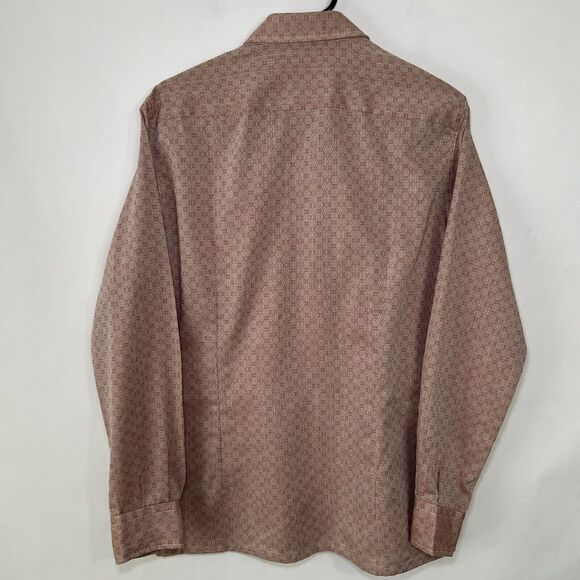 Bassetti Button Up Italian Dress Shirt Mens Size 39 15.5 Medium Red Geometric LS - Picture 7 of 8